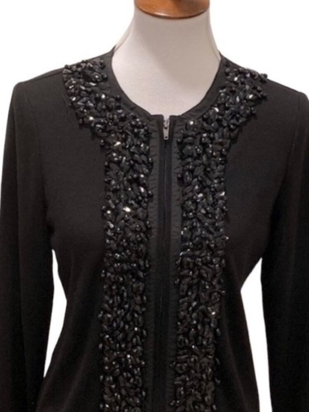 Vintage Cardigan Sweater Small Black Y2K Formal Beaded Elegant Occasion Classic